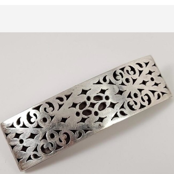 Vintage Sterling Silver French Hair Barrette - Picture 3 of 16